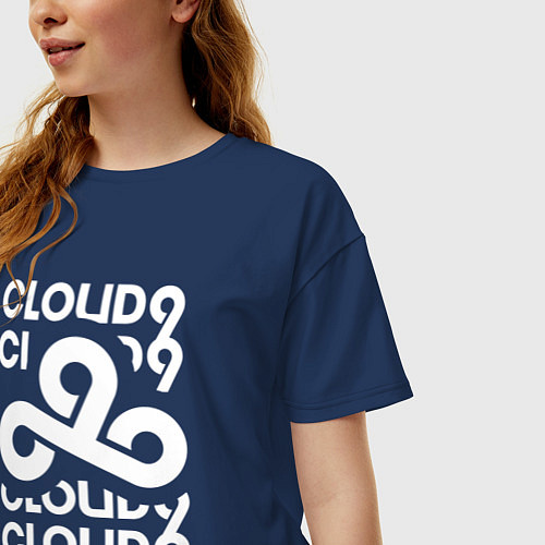 Женская футболка оверсайз Cloud9 - in logo / Тёмно-синий – фото 3