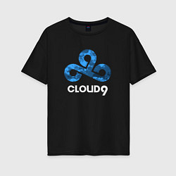 Футболка оверсайз женская Cloud9 - blue cloud logo, цвет: черный