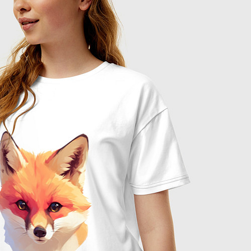 Женская футболка оверсайз Foxs head / Белый – фото 3