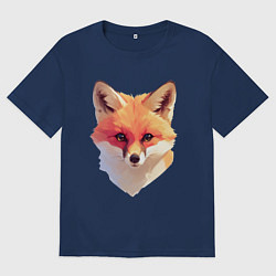 Футболка оверсайз женская Foxs head, цвет: тёмно-синий