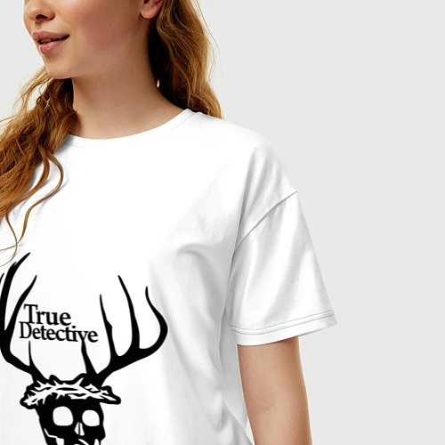 Женская футболка оверсайз True Detective: Deer Skull / Белый – фото 3