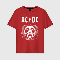Футболка оверсайз женская AC DC rock panda, цвет: красный