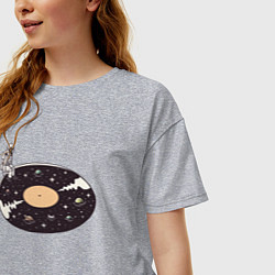 Футболка оверсайз женская Космонавт музыкальная пластинка, цвет: меланж — фото 2