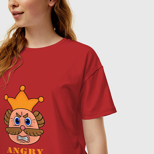 Женская футболка оверсайз Злой эмодзи в короне / Красный – фото 3