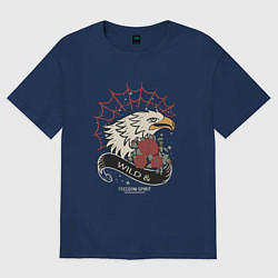 Футболка оверсайз женская Орёл дух свободы, цвет: тёмно-синий