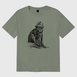 Футболка оверсайз женская Новогодний примат, цвет: авокадо