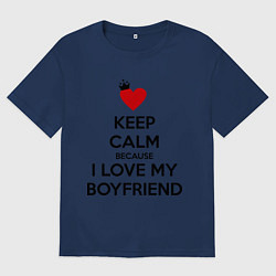 Футболка оверсайз женская I love my boyfriend, цвет: тёмно-синий