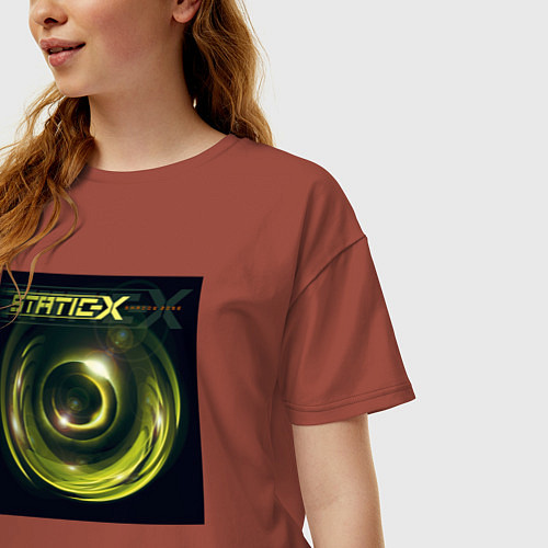 Женская футболка оверсайз Static-X - Shadow Zone / Кирпичный – фото 3