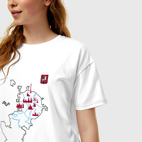 Женская футболка оверсайз Карта туристических мест Москвы / Белый – фото 3