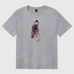 Футболка оверсайз женская Медведь на велосипеде, цвет: меланж