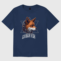 Футболка оверсайз женская Cyborg fox, цвет: тёмно-синий