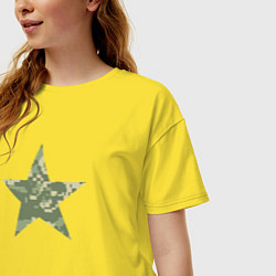 Футболка оверсайз женская Звезда камуфляж пиксельный, цвет: желтый — фото 2
