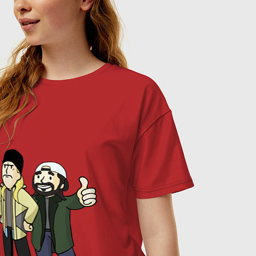 Женская футболка оверсайз Vault Jay and silent Bob / Красный – фото 3