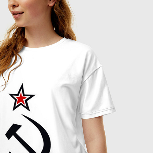 Женская футболка оверсайз Звезда серп и молот / Белый – фото 3