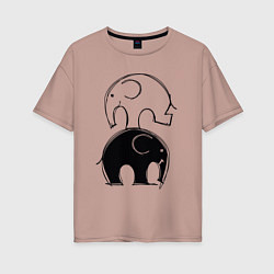 Футболка оверсайз женская Cute elephants, цвет: пыльно-розовый