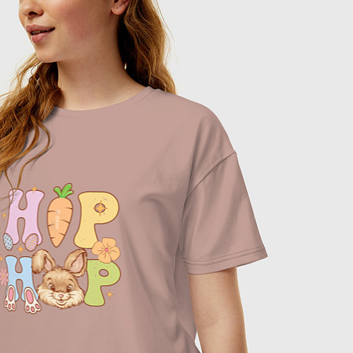 Женская футболка оверсайз Хип-Хоп / Пыльно-розовый – фото 3