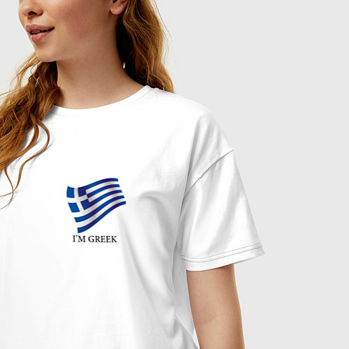 Женская футболка оверсайз Im Greek - motto / Белый – фото 3