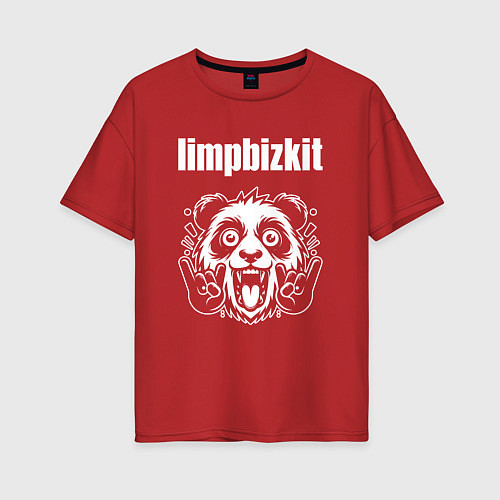 Женская футболка оверсайз Limp Bizkit rock panda / Красный – фото 1