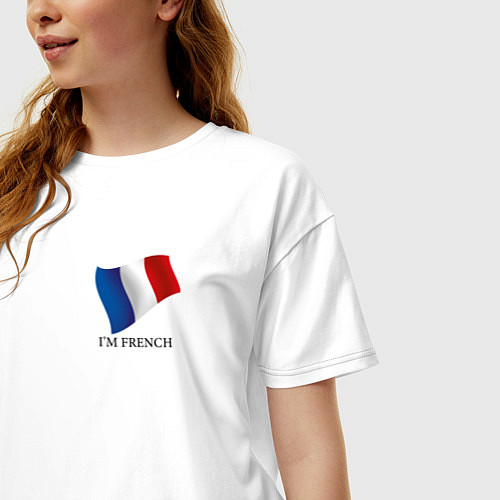 Женская футболка оверсайз Im French - motto / Белый – фото 3