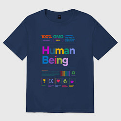 Футболка оверсайз женская Человеческое существо - human being, цвет: тёмно-синий