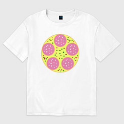 Футболка оверсайз женская Геометрическая пицца, цвет: белый