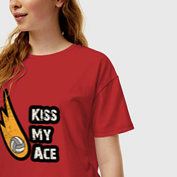 Футболка оверсайз женская Kiss my ace volleyball, цвет: красный — фото 2