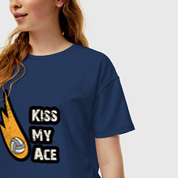 Футболка оверсайз женская Kiss my ace volleyball, цвет: тёмно-синий — фото 2