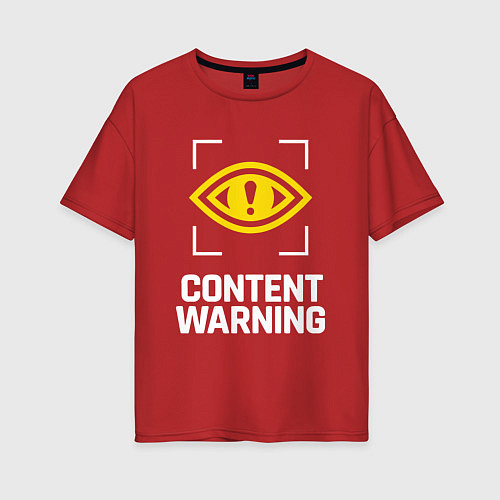 Женская футболка оверсайз Content Warning logo / Красный – фото 1