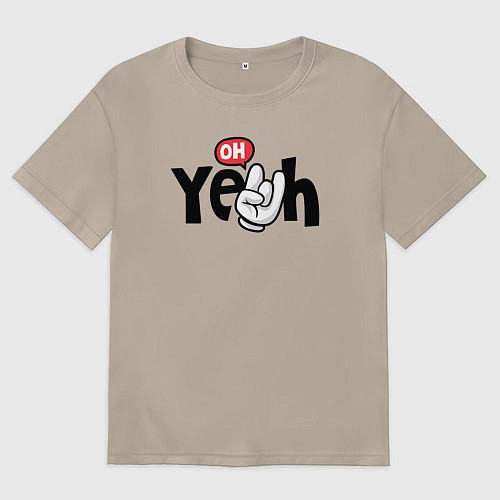 Женская футболка оверсайз Oh yeah / Миндальный – фото 1