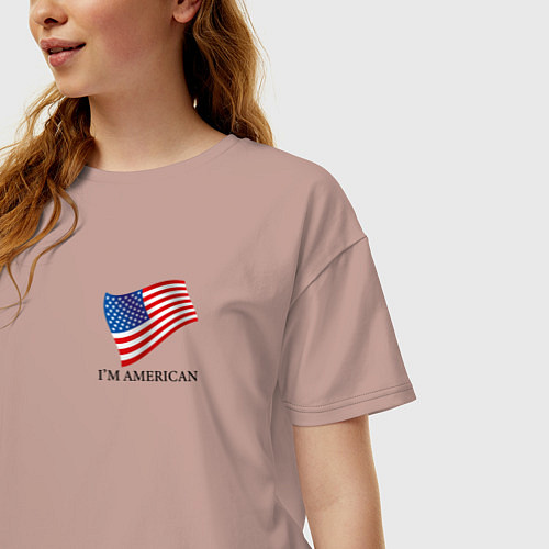 Женская футболка оверсайз Im an American - motto / Пыльно-розовый – фото 3