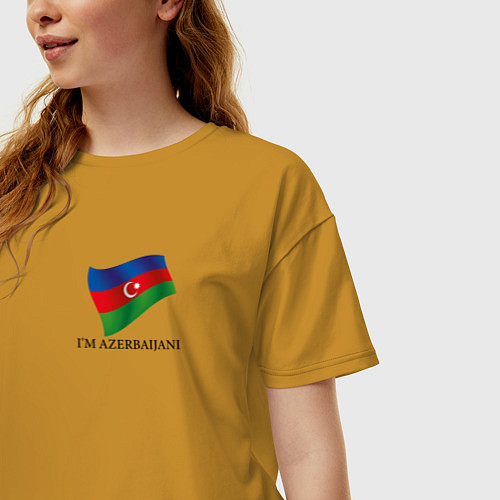 Женская футболка оверсайз Im Azerbaijani - motto / Горчичный – фото 3