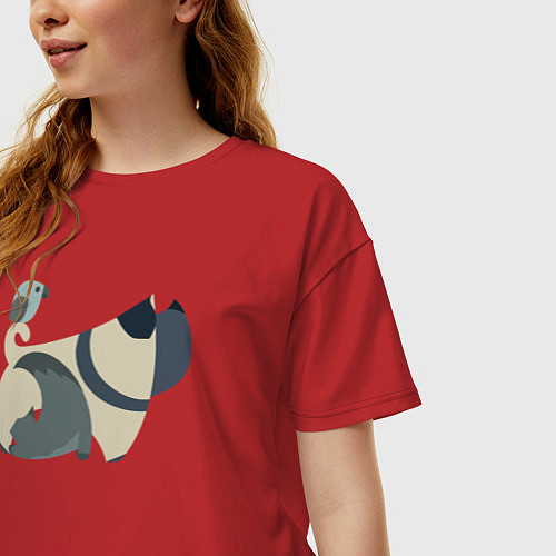 Женская футболка оверсайз Милые друзья / Красный – фото 3