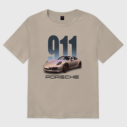 Женская футболка оверсайз Порше 911 спортивный автомобиль / Миндальный – фото 1