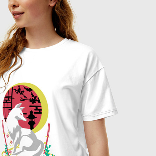Женская футболка оверсайз Лунная Инари / Белый – фото 3
