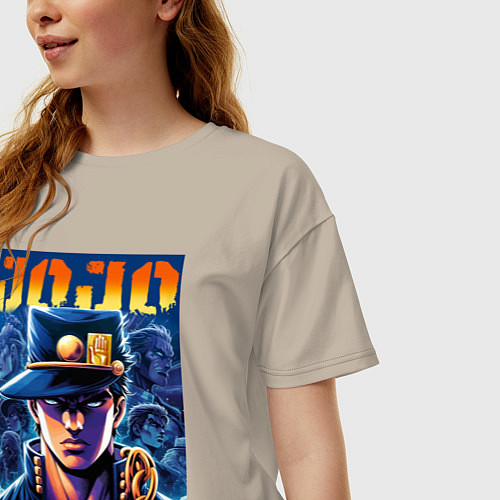 Женская футболка оверсайз Jojo - Jotaro Kujo ai art / Миндальный – фото 3