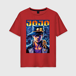 Футболка оверсайз женская Jojo - Jotaro Kujo ai art, цвет: красный