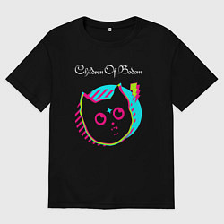 Футболка оверсайз женская Children of Bodom rock star cat, цвет: черный