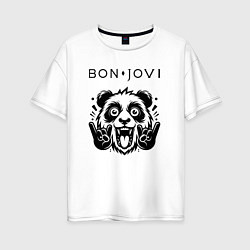 Футболка оверсайз женская Bon Jovi - rock panda, цвет: белый