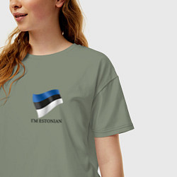 Футболка оверсайз женская Im Estonian - motto, цвет: авокадо — фото 2