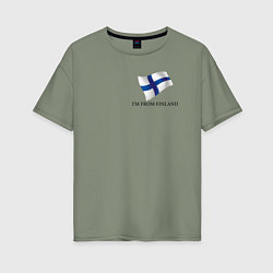 Футболка оверсайз женская Im from Finland - motto, цвет: авокадо
