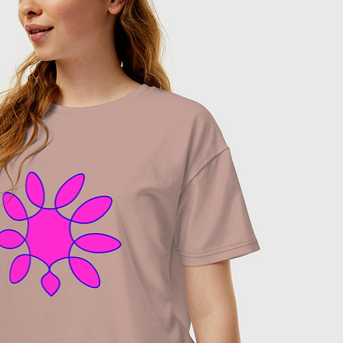 Женская футболка оверсайз Узор ярко-розовый / Пыльно-розовый – фото 3