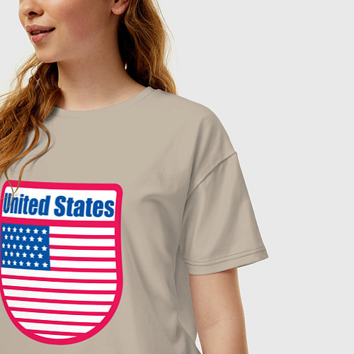 Женская футболка оверсайз United States / Миндальный – фото 3