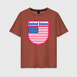 Футболка оверсайз женская United States, цвет: кирпичный