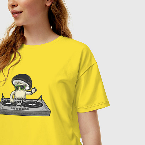 Женская футболка оверсайз Диджей грибок / Желтый – фото 3