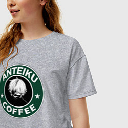 Футболка оверсайз женская Токийский гуль Кэн Канэки - кофе, цвет: меланж — фото 2