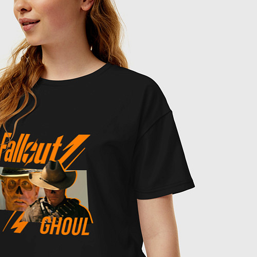 Женская футболка оверсайз Гуль - Фаллаут / Черный – фото 3
