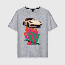 Футболка оверсайз женская Спортивный автомобиль Porsche 911 Turbo, цвет: меланж