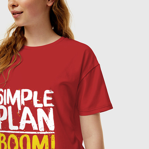 Женская футболка оверсайз Simple plan - boom / Красный – фото 3