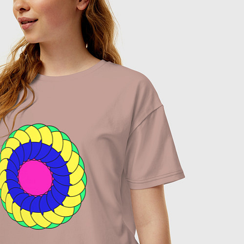 Женская футболка оверсайз Геометрический подсолнух / Пыльно-розовый – фото 3