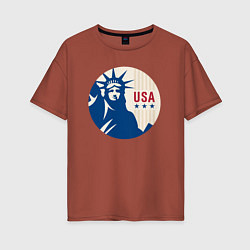 Футболка оверсайз женская Liberty USA, цвет: кирпичный